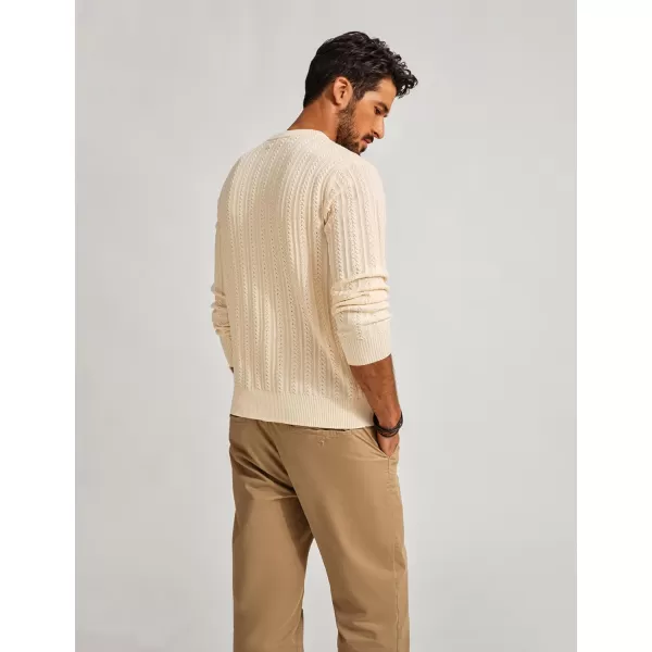 PJ PAUL JONES Mens Crew Neck Sweater Lightweight Cable Knitted Pullover Sweaters