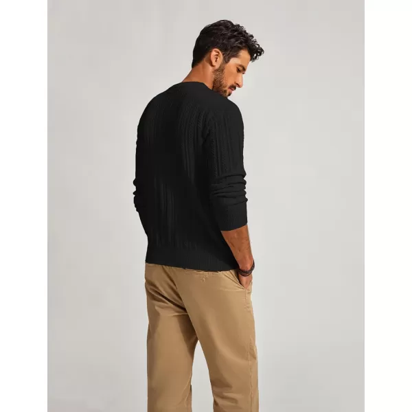 PJ PAUL JONES Mens Crew Neck Sweater Lightweight Cable Knitted Pullover Sweaters
