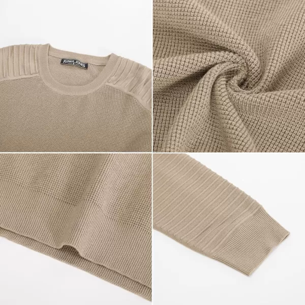 PJ PAUL JONES Mens Crewneck Pullover Sweater Casual Waffle Knit Stretch Sweaters Raglan Sleeve Knitwear