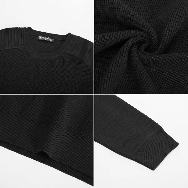 PJ PAUL JONES Mens Crewneck Pullover Sweater Casual Waffle Knit Stretch Sweaters Raglan Sleeve Knitwear