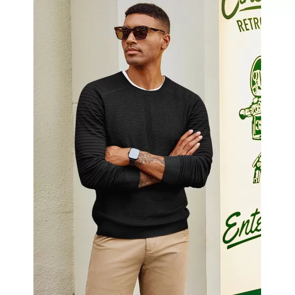 PJ PAUL JONES Mens Crewneck Pullover Sweater Casual Waffle Knit Stretch Sweaters Raglan Sleeve Knitwear