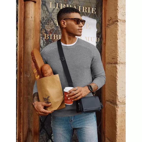 PJ PAUL JONES Mens Crewneck Pullover Sweater Casual Waffle Knit Stretch Sweaters Raglan Sleeve Knitwear