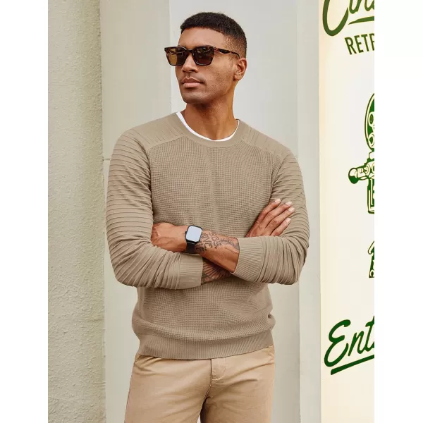 PJ PAUL JONES Mens Crewneck Pullover Sweater Casual Waffle Knit Stretch Sweaters Raglan Sleeve Knitwear