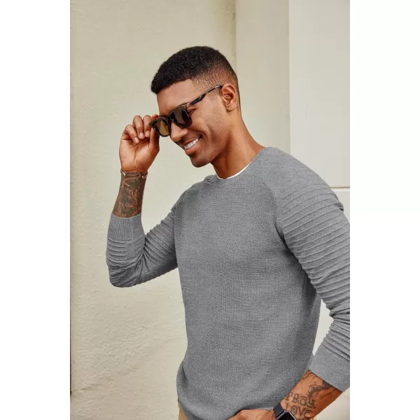 PJ PAUL JONES Mens Crewneck Pullover Sweater Casual Waffle Knit Stretch Sweaters Raglan Sleeve Knitwear