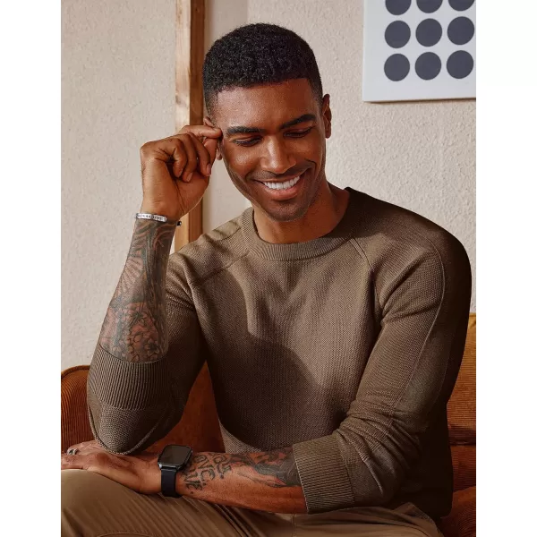 PJ PAUL JONES Mens Crewneck Sweater Soft Pullover Sweaters Long Sleeve Knitted Textured Jumper