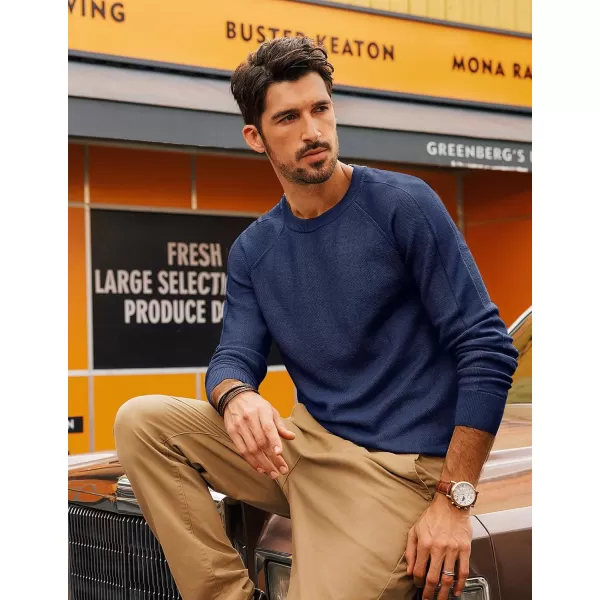 PJ PAUL JONES Mens Crewneck Sweater Soft Pullover Sweaters Long Sleeve Knitted Textured Jumper