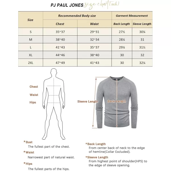 PJ PAUL JONES Men's Crewneck Sweaters Casual Crew Neck Sweatshirt Wool Blend Knit Pullovers