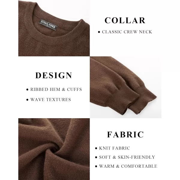 PJ PAUL JONES Mens Crewneck Sweaters Fashion Textured Knit Pullover Sweater with Scarf