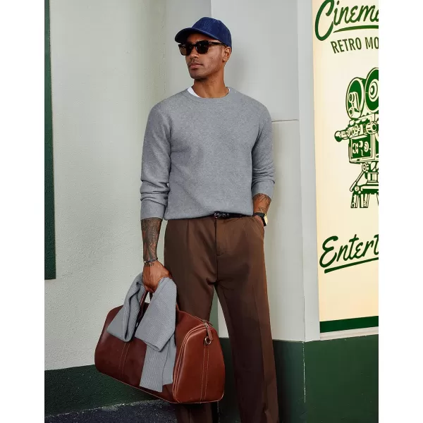 PJ PAUL JONES Mens Crewneck Sweaters Fashion Textured Knit Pullover Sweater with Scarf