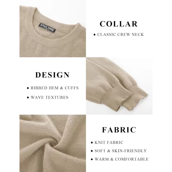 PJ PAUL JONES Mens Crewneck Sweaters Fashion Textured Knit Pullover Sweater with Scarf