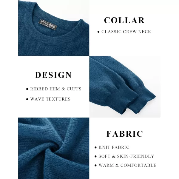 PJ PAUL JONES Mens Crewneck Sweaters Fashion Textured Knit Pullover Sweater with Scarf