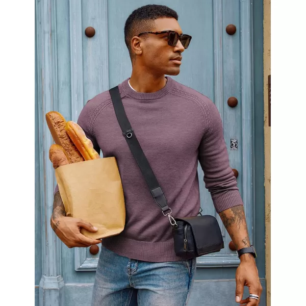PJ PAUL JONES Men's Crewneck Sweaters Wool Blend Stretch Raglan Sleeve Knit Pullover Sweater Slim Fit Knitwear