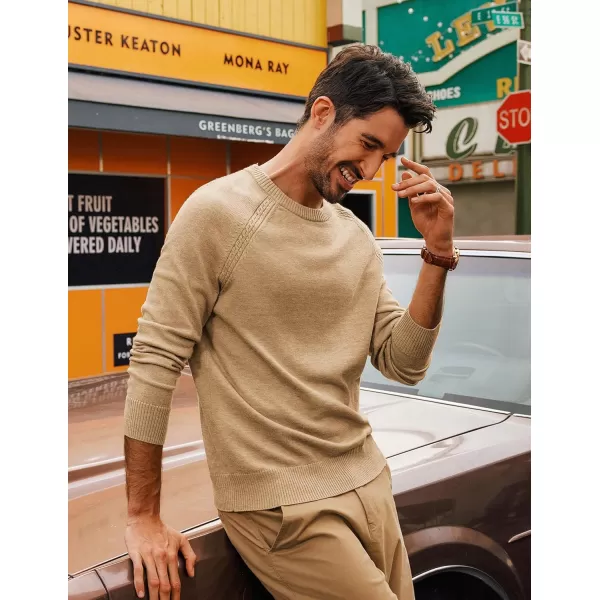 PJ PAUL JONES Men's Crewneck Sweaters Wool Blend Stretch Raglan Sleeve Knit Pullover Sweater Slim Fit Knitwear