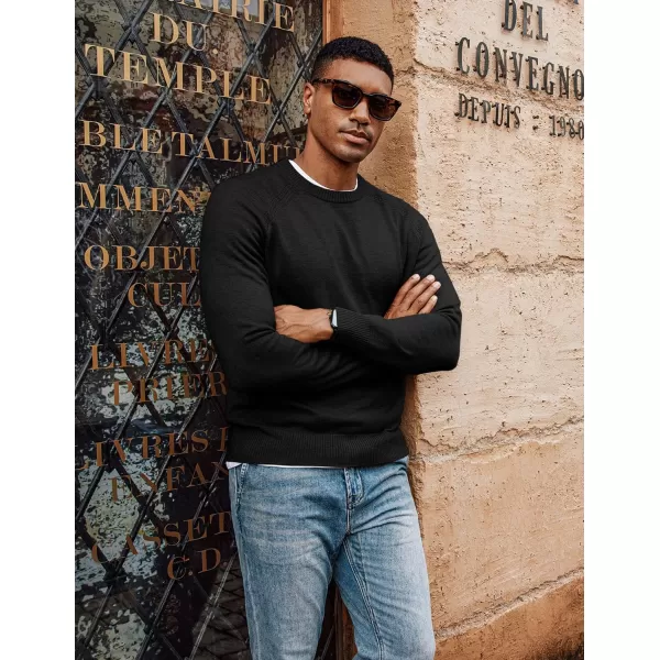 PJ PAUL JONES Men's Crewneck Sweaters Wool Blend Stretch Raglan Sleeve Knit Pullover Sweater Slim Fit Knitwear