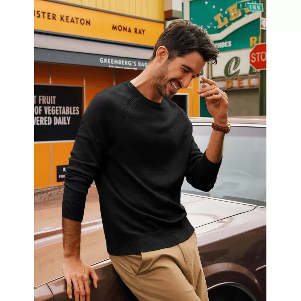PJ PAUL JONES Men's Crewneck Sweaters Wool Blend Stretch Raglan Sleeve Knit Pullover Sweater Slim Fit Knitwear