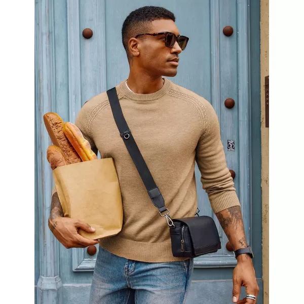 PJ PAUL JONES Men's Crewneck Sweaters Wool Blend Stretch Raglan Sleeve Knit Pullover Sweater Slim Fit Knitwear