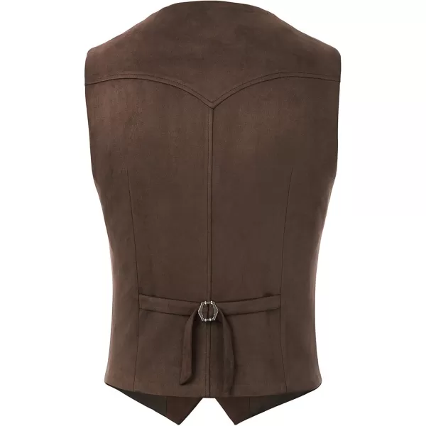 PJ PAUL JONES Mens Faux Suede Leathr Suit Vest Western Cowboy Dress Vests with Pockets
