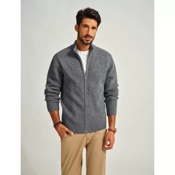 PJ PAUL JONES Mens Full Zip Cardigan Sweater Casual Ribbed Knitted Sweater for Men