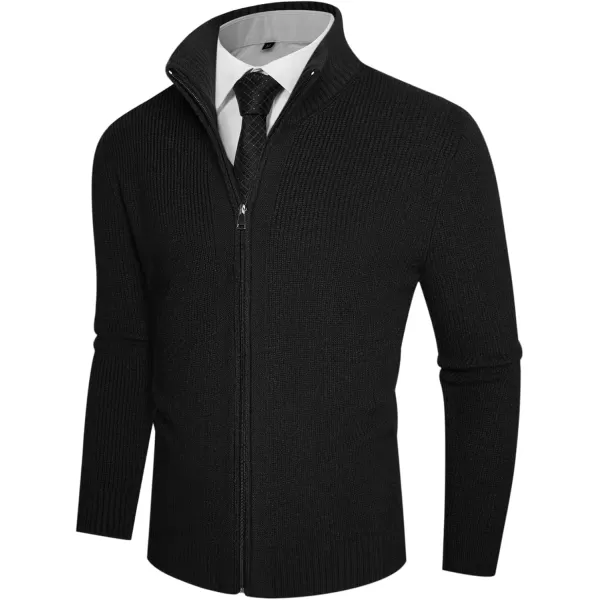 PJ PAUL JONES Mens Full Zip Cardigan Sweater Casual Ribbed Knitted Sweater for Men