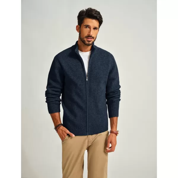 PJ PAUL JONES Mens Full Zip Cardigan Sweater Casual Ribbed Knitted Sweater for Men