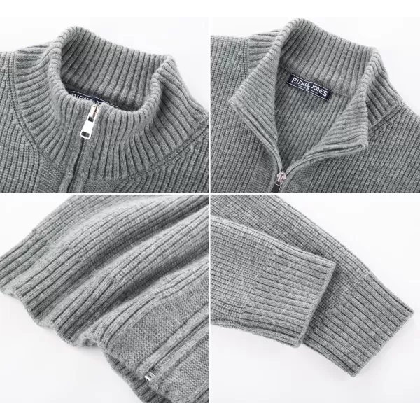 PJ PAUL JONES Mens Full Zip Cardigan Sweater Casual Ribbed Knitted Sweater for Men