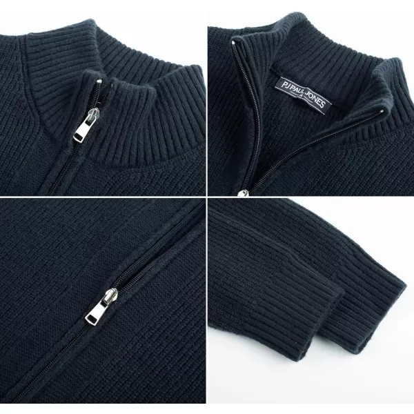 PJ PAUL JONES Mens Full Zip Cardigan Sweater Casual Ribbed Knitted Sweater for Men