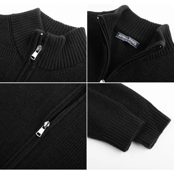 PJ PAUL JONES Mens Full Zip Cardigan Sweater Casual Ribbed Knitted Sweater for Men