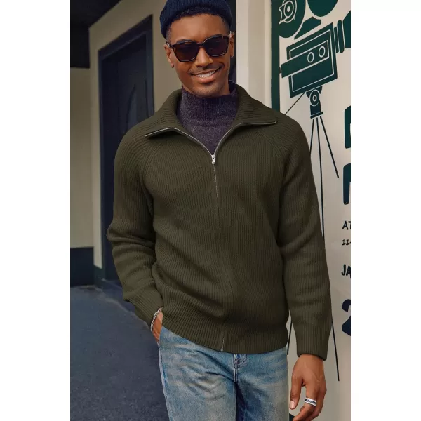 PJ PAUL JONES Men's Full Zip Cardigan Sweaters Unisex Relax Fit Lapel Collar Raglan Sleeve Casual Ribbed Sweater