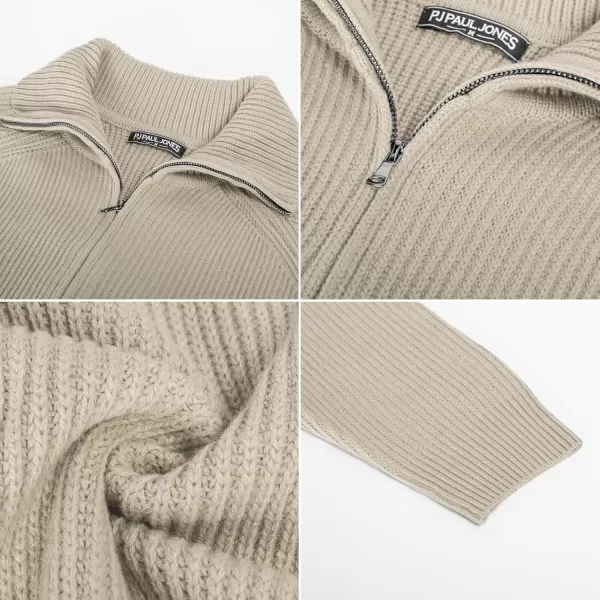 PJ PAUL JONES Men's Full Zip Cardigan Sweaters Unisex Relax Fit Lapel Collar Raglan Sleeve Casual Ribbed Sweater