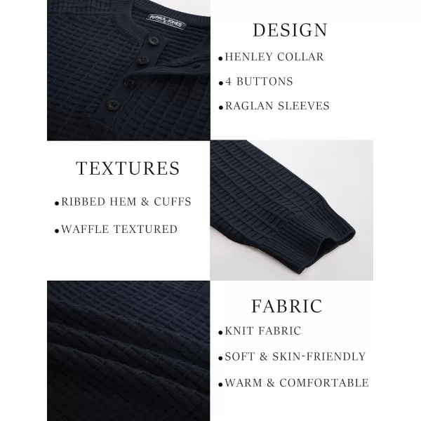 PJ PAUL JONES Mens Henley Sweater Knit Waffle Pullover Sweaters Casual Button Sweater