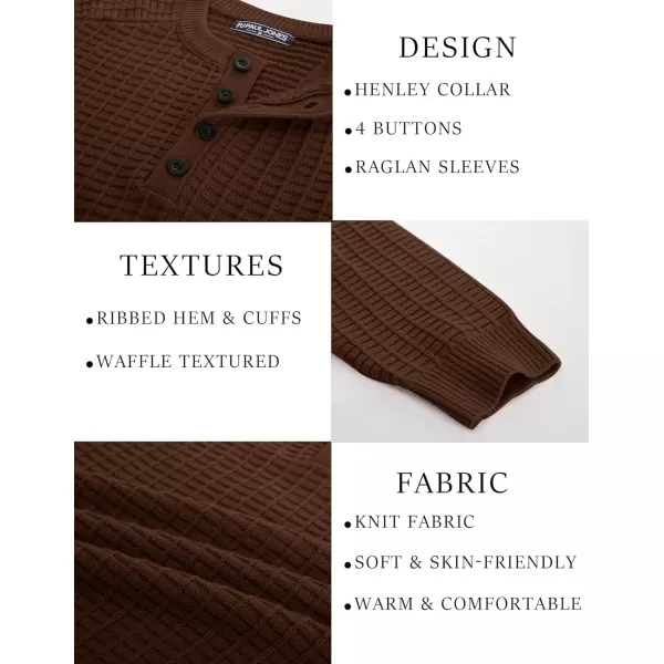 PJ PAUL JONES Mens Henley Sweater Knit Waffle Pullover Sweaters Casual Button Sweater