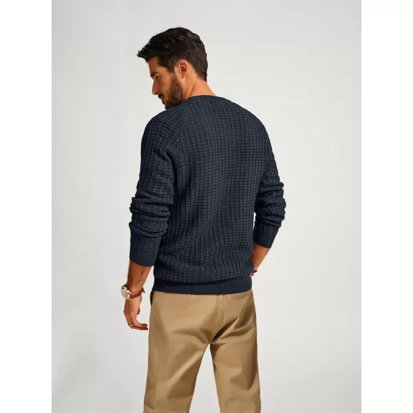 PJ PAUL JONES Mens Henley Sweater Knit Waffle Pullover Sweaters Casual Button Sweater