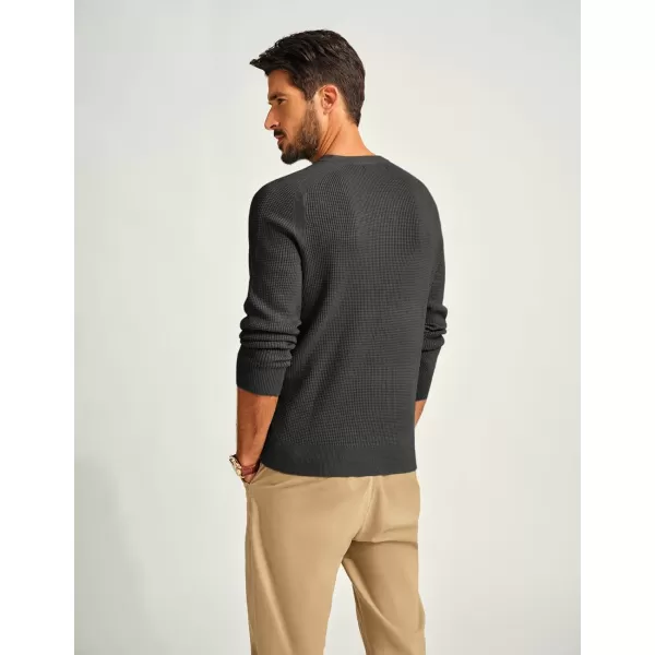 PJ PAUL JONES Mens Henley Sweaters Waffle Crewneck Pullover Sweaters Jumper Sweater