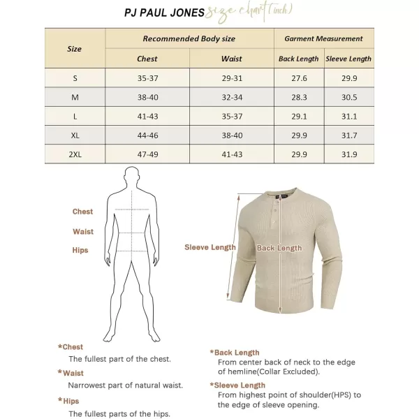 PJ PAUL JONES Mens Henley Sweaters Waffle Crewneck Pullover Sweaters Jumper Sweater