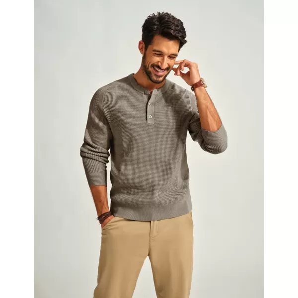 PJ PAUL JONES Mens Henley Sweaters Waffle Crewneck Pullover Sweaters Jumper Sweater