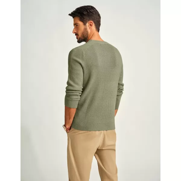 PJ PAUL JONES Mens Henley Sweaters Waffle Crewneck Pullover Sweaters Jumper Sweater