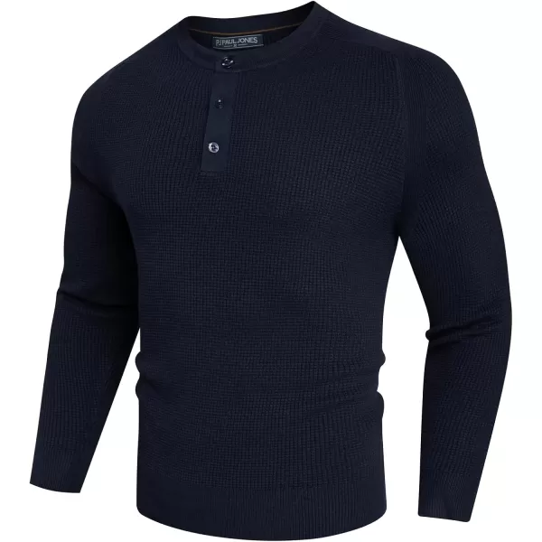 PJ PAUL JONES Mens Henley Sweaters Waffle Crewneck Pullover Sweaters Jumper Sweater