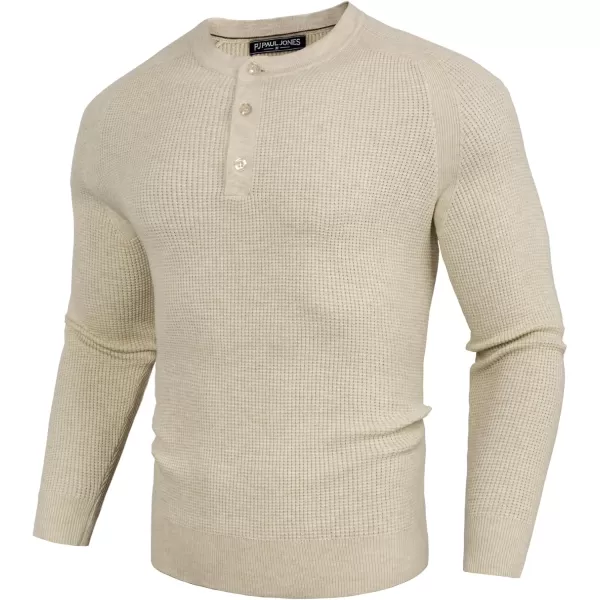 PJ PAUL JONES Mens Henley Sweaters Waffle Crewneck Pullover Sweaters Jumper Sweater