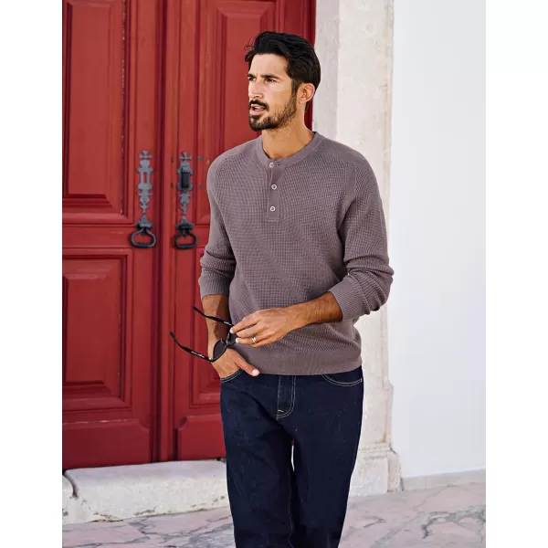 PJ PAUL JONES Mens Henley Sweaters Waffle Crewneck Pullover Sweaters Jumper Sweater