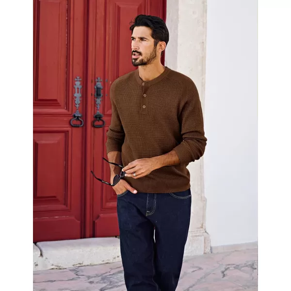 PJ PAUL JONES Mens Henley Sweaters Waffle Crewneck Pullover Sweaters Jumper Sweater