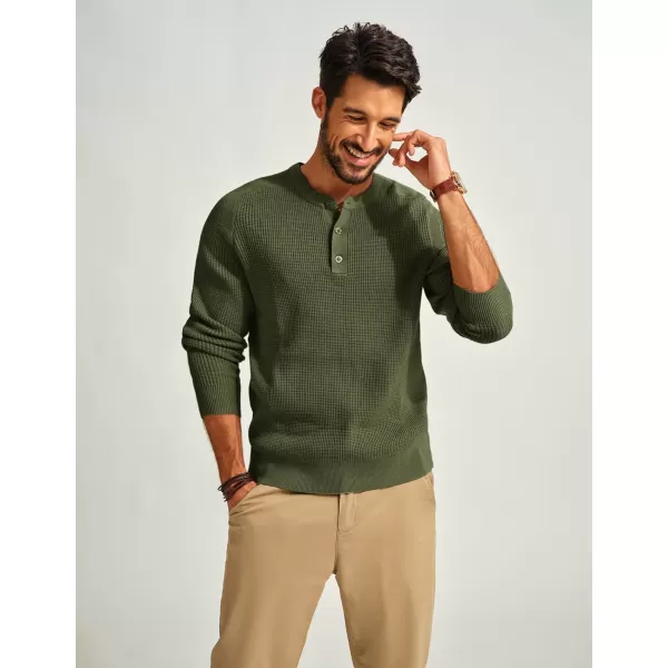PJ PAUL JONES Mens Henley Sweaters Waffle Crewneck Pullover Sweaters Jumper Sweater