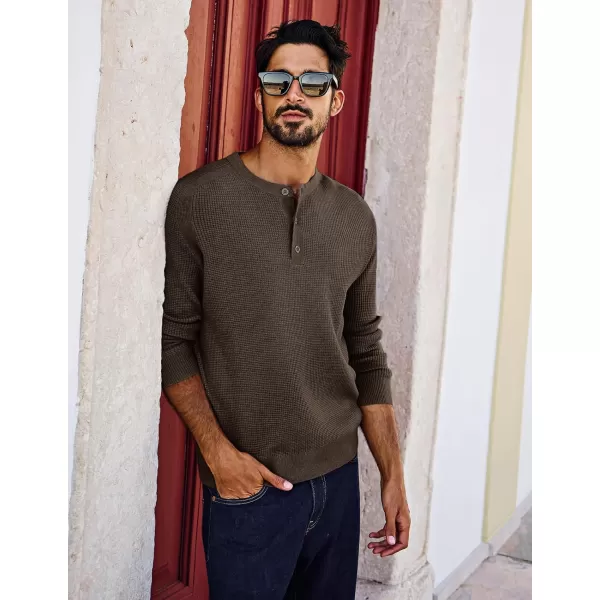 PJ PAUL JONES Mens Henley Sweaters Waffle Crewneck Pullover Sweaters Jumper Sweater