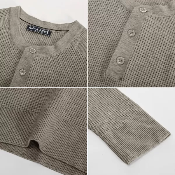 PJ PAUL JONES Mens Henley Sweaters Waffle Crewneck Pullover Sweaters Jumper Sweater