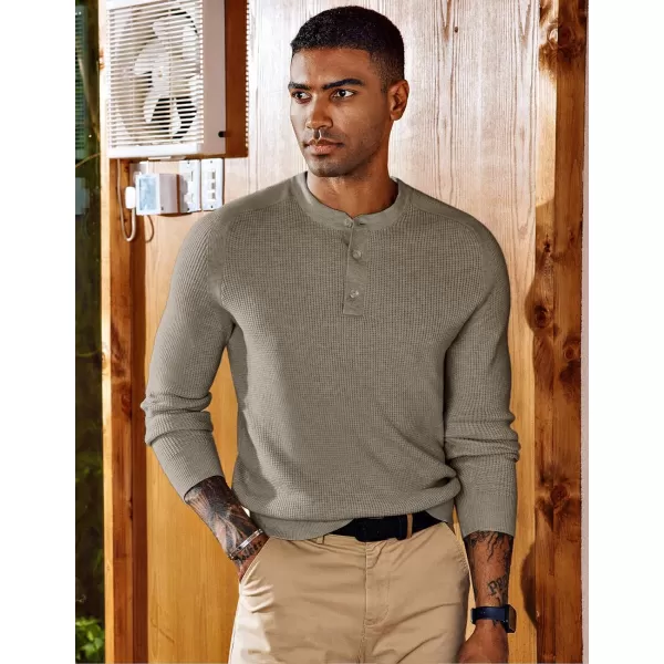 PJ PAUL JONES Mens Henley Sweaters Waffle Crewneck Pullover Sweaters Jumper Sweater