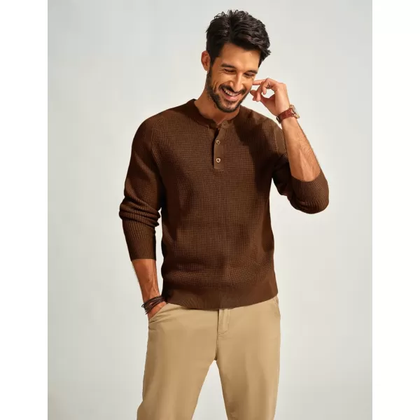 PJ PAUL JONES Mens Henley Sweaters Waffle Crewneck Pullover Sweaters Jumper Sweater