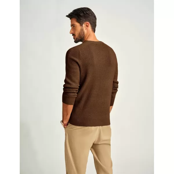 PJ PAUL JONES Mens Henley Sweaters Waffle Crewneck Pullover Sweaters Jumper Sweater
