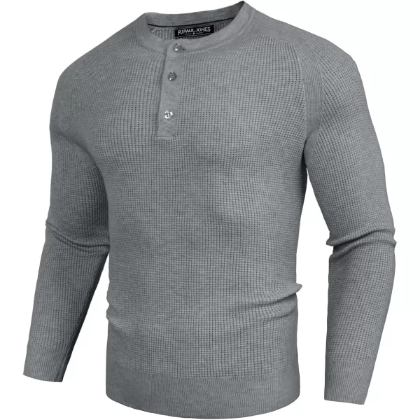 PJ PAUL JONES Mens Henley Sweaters Waffle Crewneck Pullover Sweaters Jumper Sweater