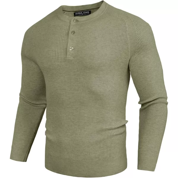 PJ PAUL JONES Mens Henley Sweaters Waffle Crewneck Pullover Sweaters Jumper Sweater