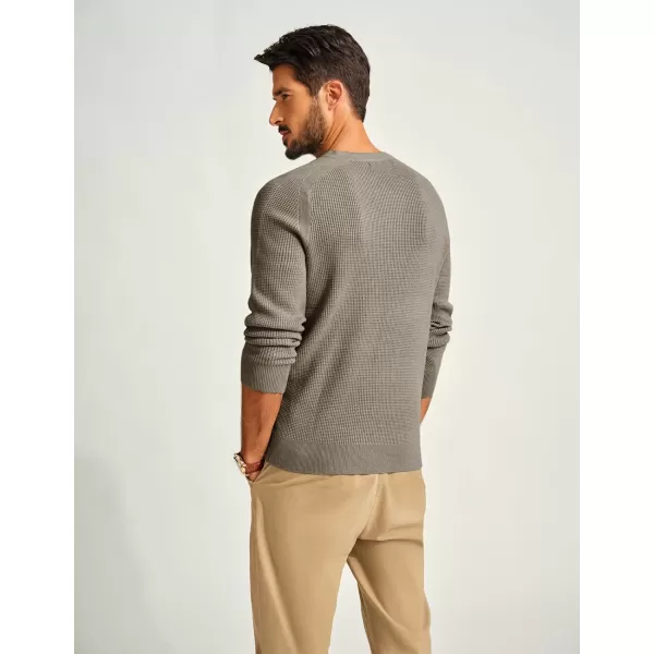 PJ PAUL JONES Mens Henley Sweaters Waffle Crewneck Pullover Sweaters Jumper Sweater
