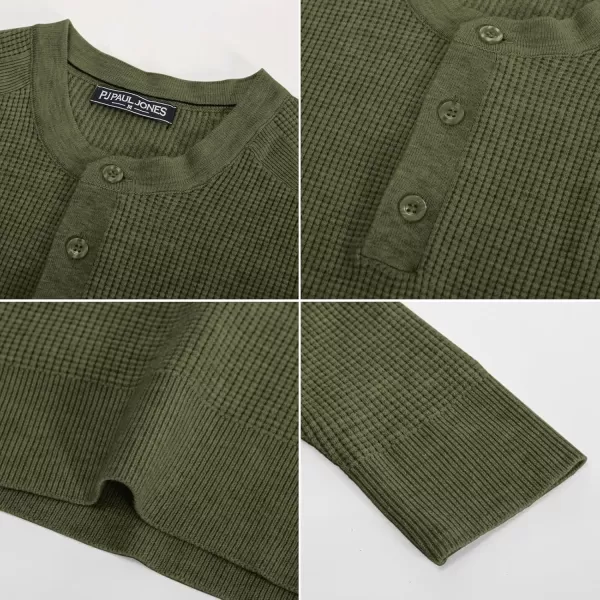 PJ PAUL JONES Mens Henley Sweaters Waffle Crewneck Pullover Sweaters Jumper Sweater